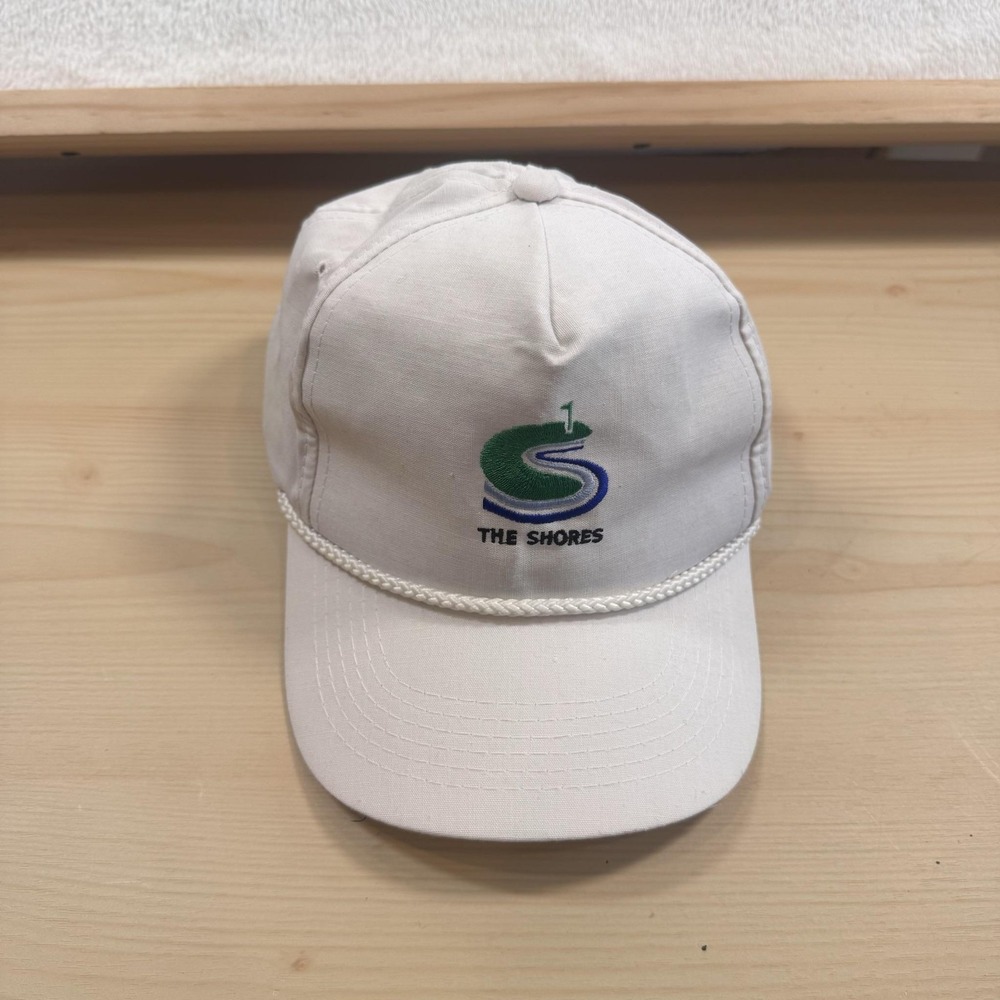 Vintage AJD The Shores Golf Course Hat Cap Snap Back Mens One Size White Rope